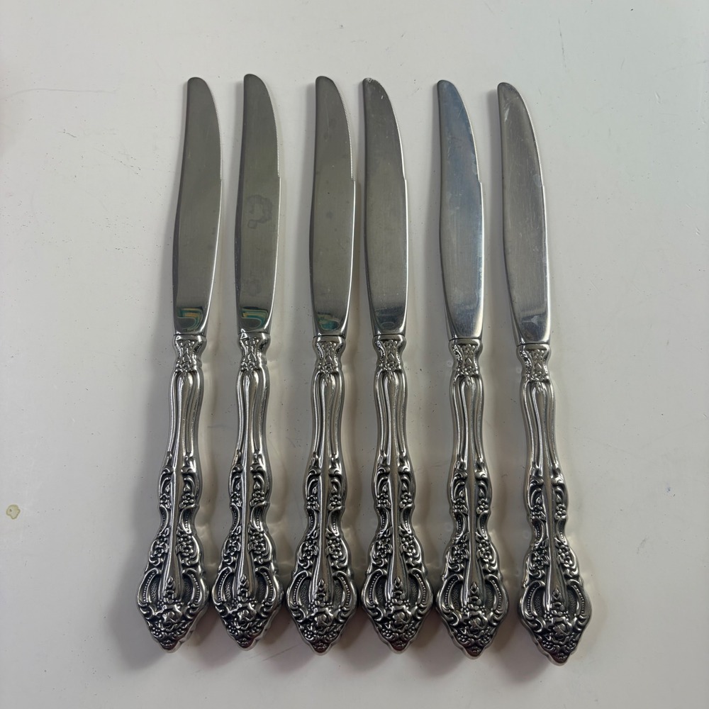 Oneida Michelangelo Stainless Steel Dinner Knives 9in Floral Scroll Baroque